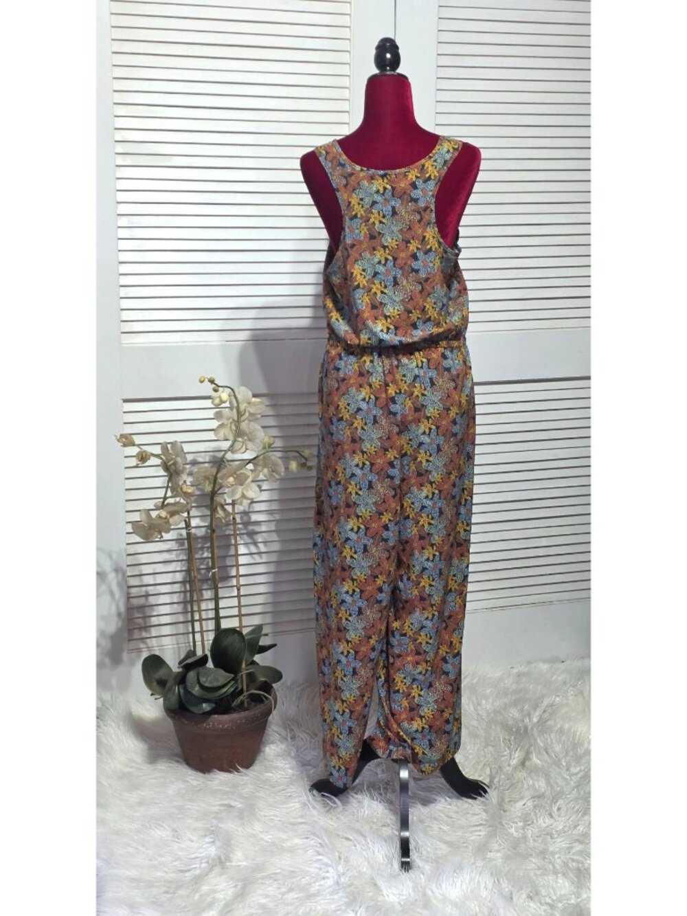 Toad & Co Women's Floral Boho Sleeveless Crusher Wide-Leg Jumpsuit SIze XL 3879 - Picture 6 of 14